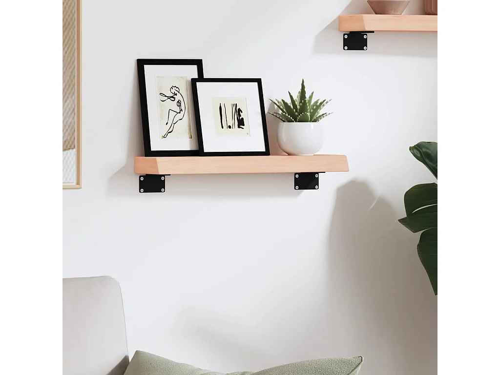 Mensola da parete 40x10x4 cm in legno massello di rovere non trattato