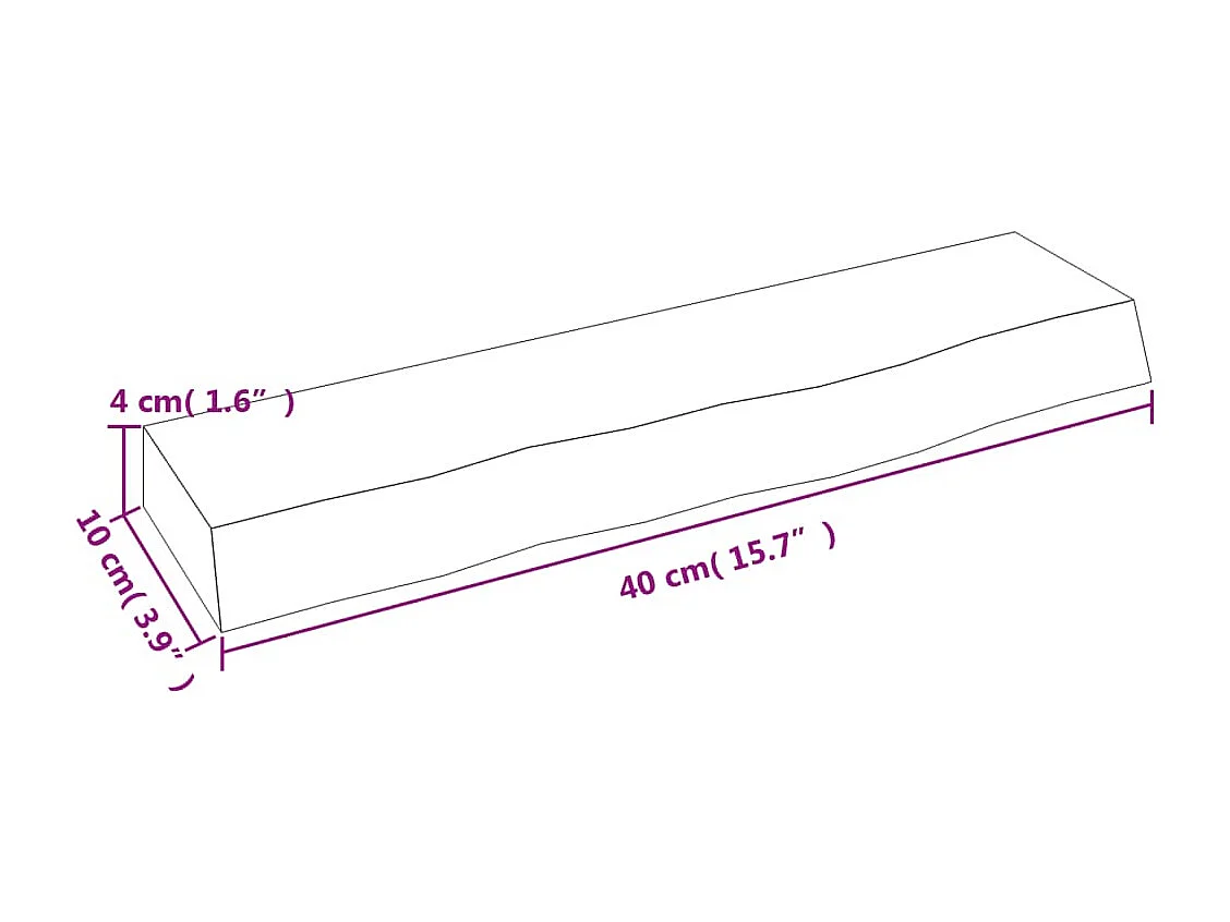 Wandplank 40x10x4 cm massief onbehandeld eikenhout