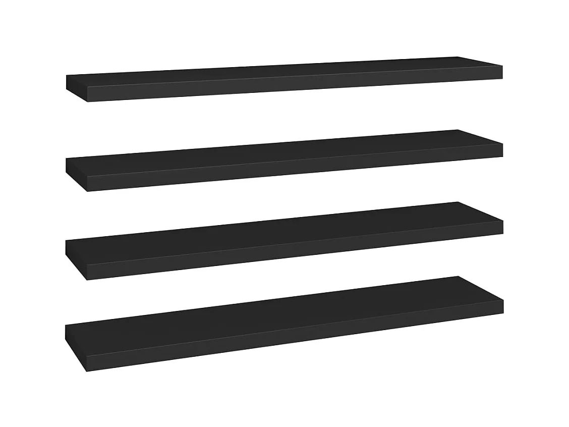 Zwevende wandplanken 4 stuks zwart 120x23,5x3,8 cm MDF