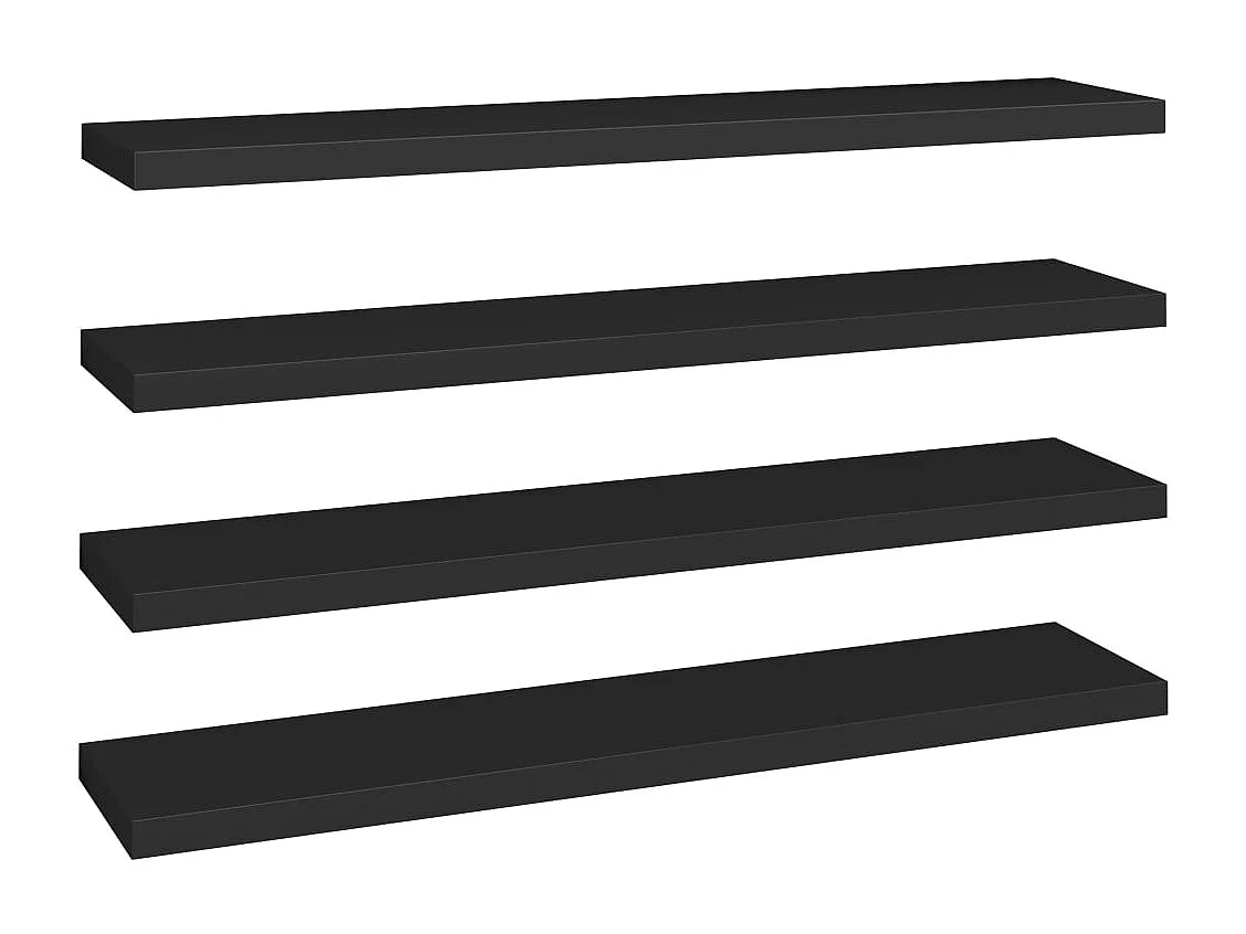 Étagères murales flottantes 4 pcs noir 120x23,5x3,8 cm MDF