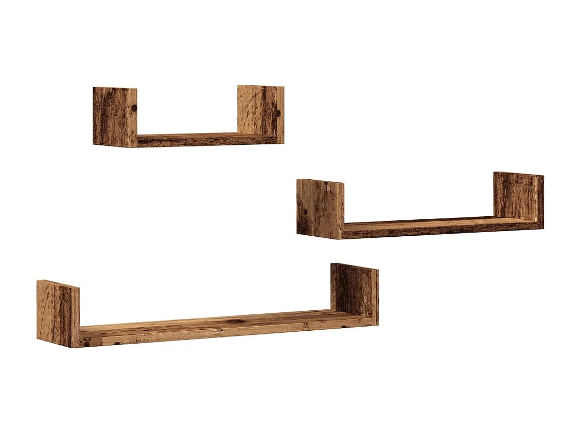 Étagères murales 3 pcs vieux bois bois d'ingénierie