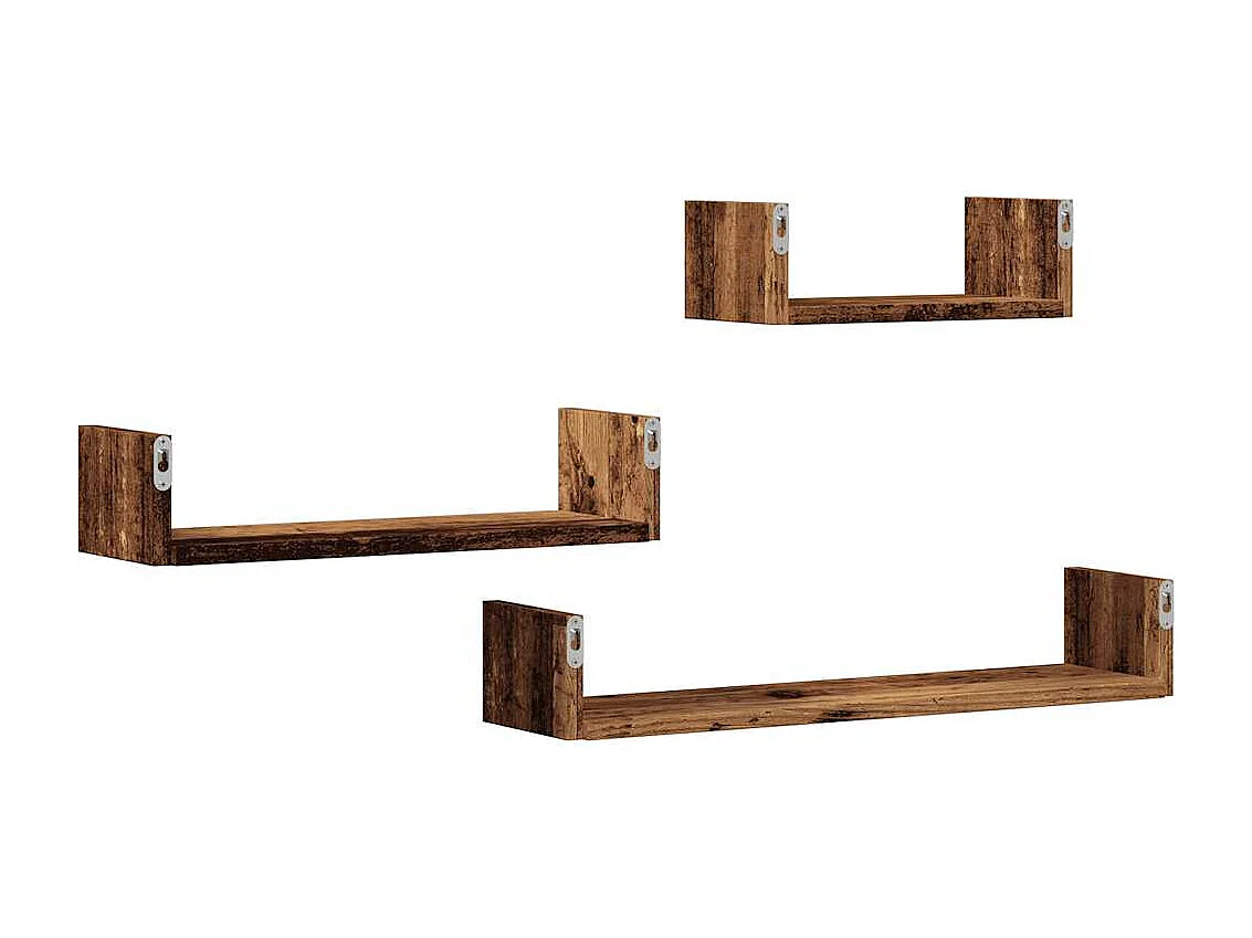Étagères murales 3 pcs vieux bois bois d'ingénierie