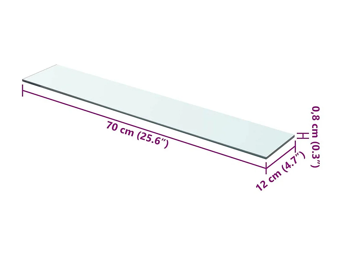 Panneaux d'étagère 2 pcs Verre Transparent 70x12 cm