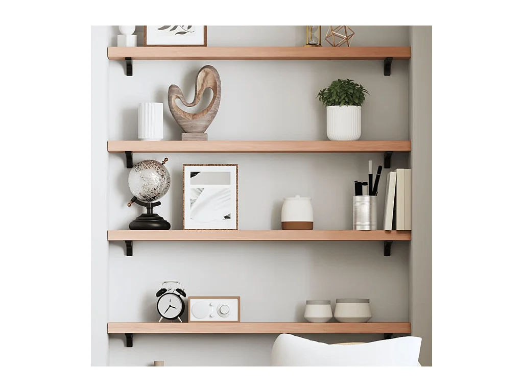 Mensola da parete marrone chiaro 80x10x4 cm in legno massello di rovere trattato