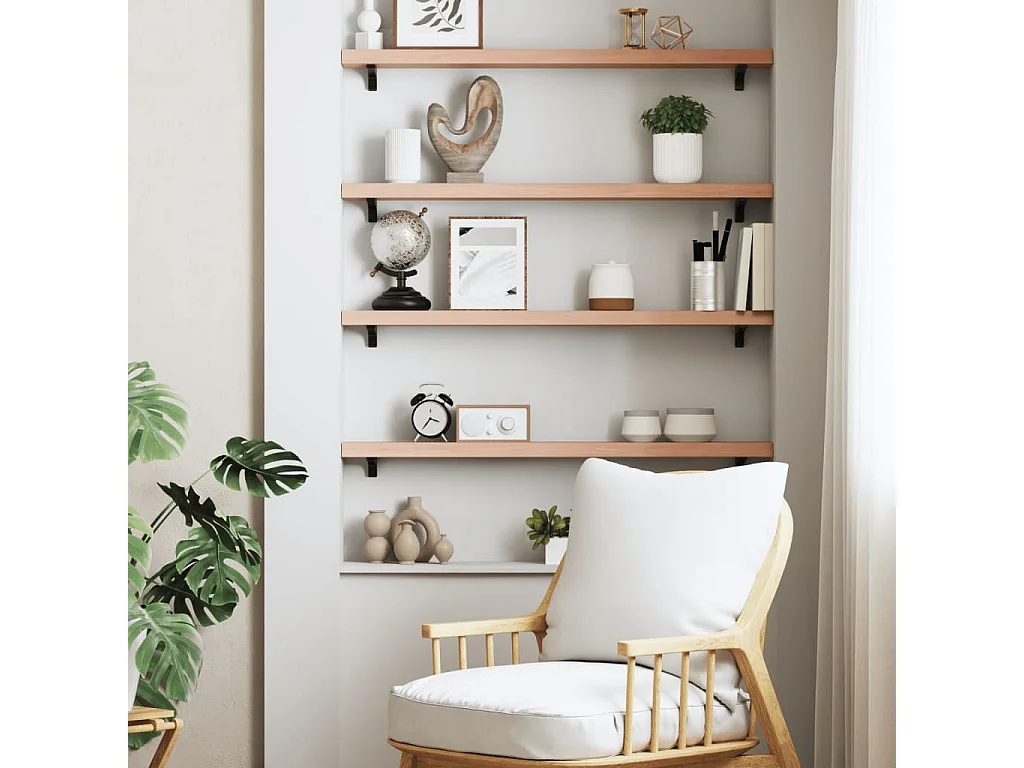 Étagère murale marron clair 80x10x4 cm bois chêne massif traité