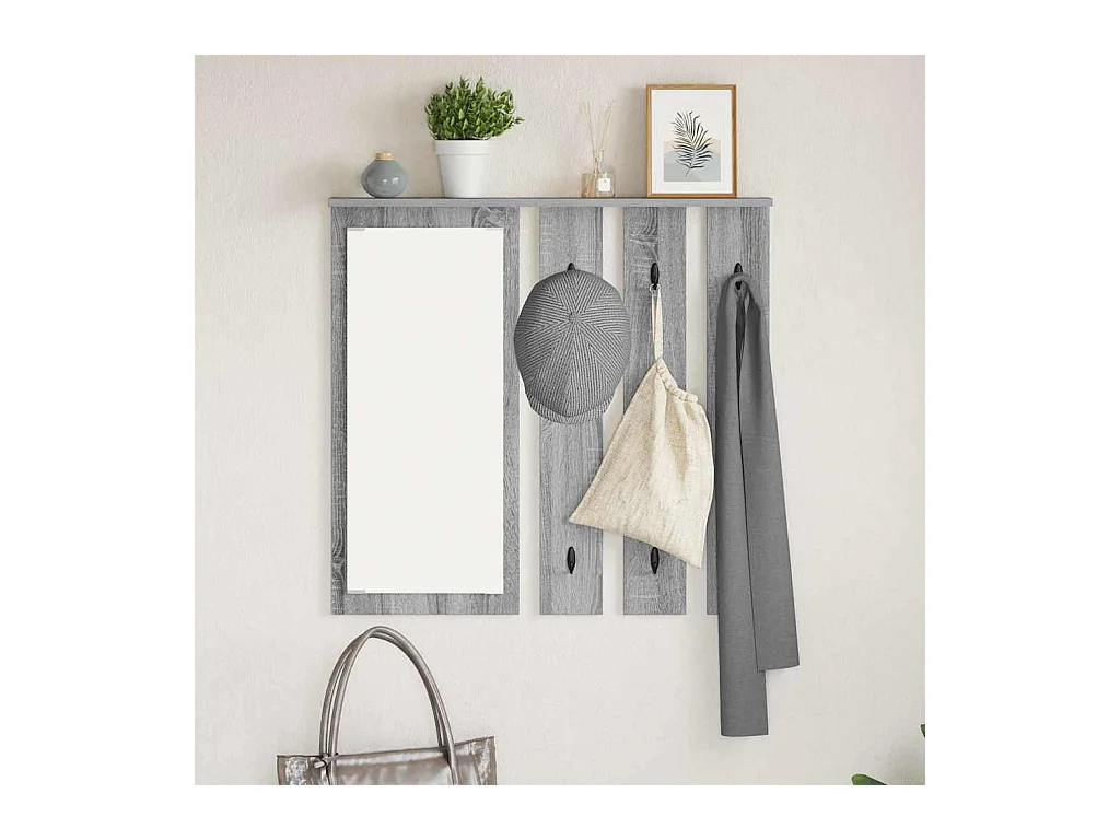 Appendiabiti da parete Sonoma con ripiano, grigio, 84 x 10 x 80 cm