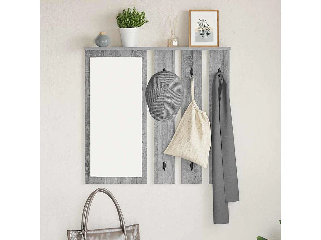 Appendiabiti da parete Sonoma con ripiano, grigio, 84 x 10 x 80 cm