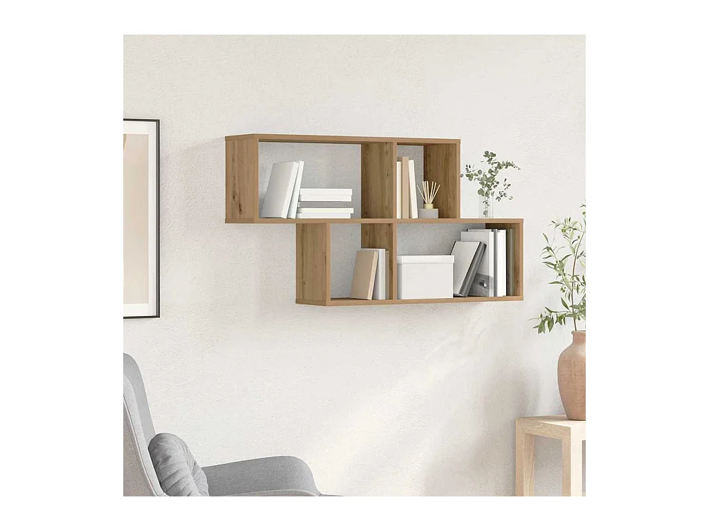 Mensola da parete con ripiano, rovere lavorato a mano, 100 x 20 x 53 cm