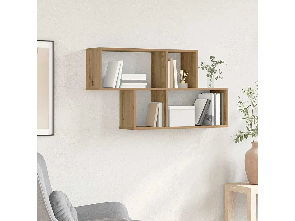 Mensola da parete con ripiano, rovere lavorato a mano, 100 x 20 x 53 cm