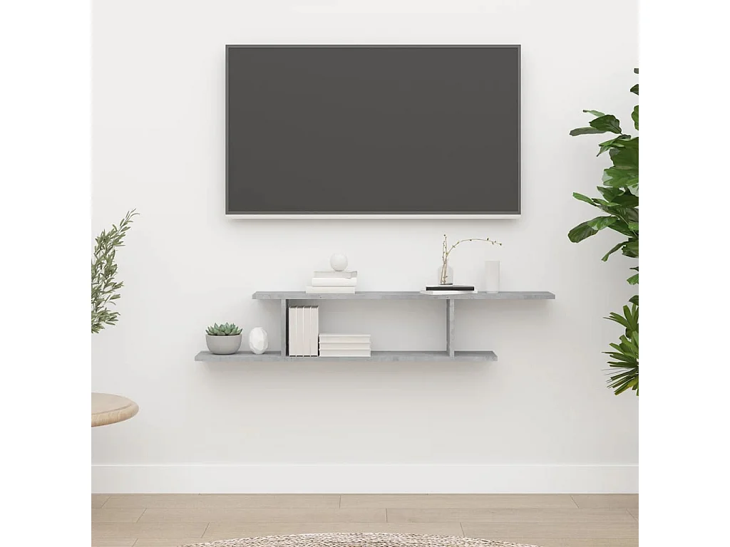 Étagère TV murale Gris béton 125x18x23 cm Bois d’ingénierie