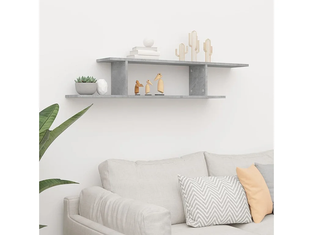 Étagère TV murale Gris béton 125x18x23 cm Bois d’ingénierie