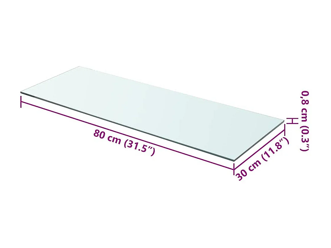 Panneaux d'étagère 2 pcs Verre Transparent 80 x 30 cm