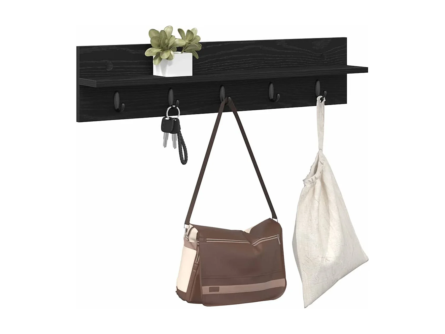 Wandkapstok met plank Zwart eiken 80 x 10,5 x 18 cm