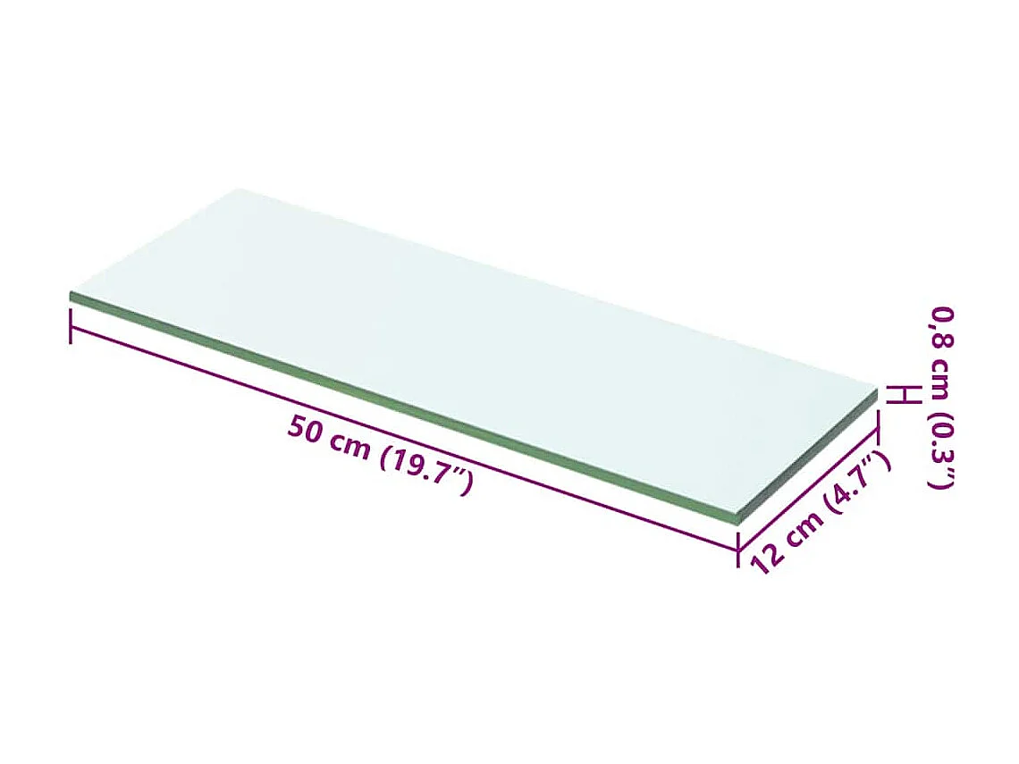 Panneaux d'étagère 2 pcs Verre Transparent 50 x 12 cm