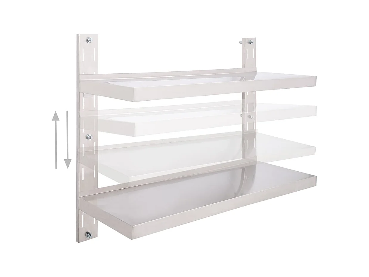 Estante de pared de 2 niveles Acero inoxidable 100x30 cm