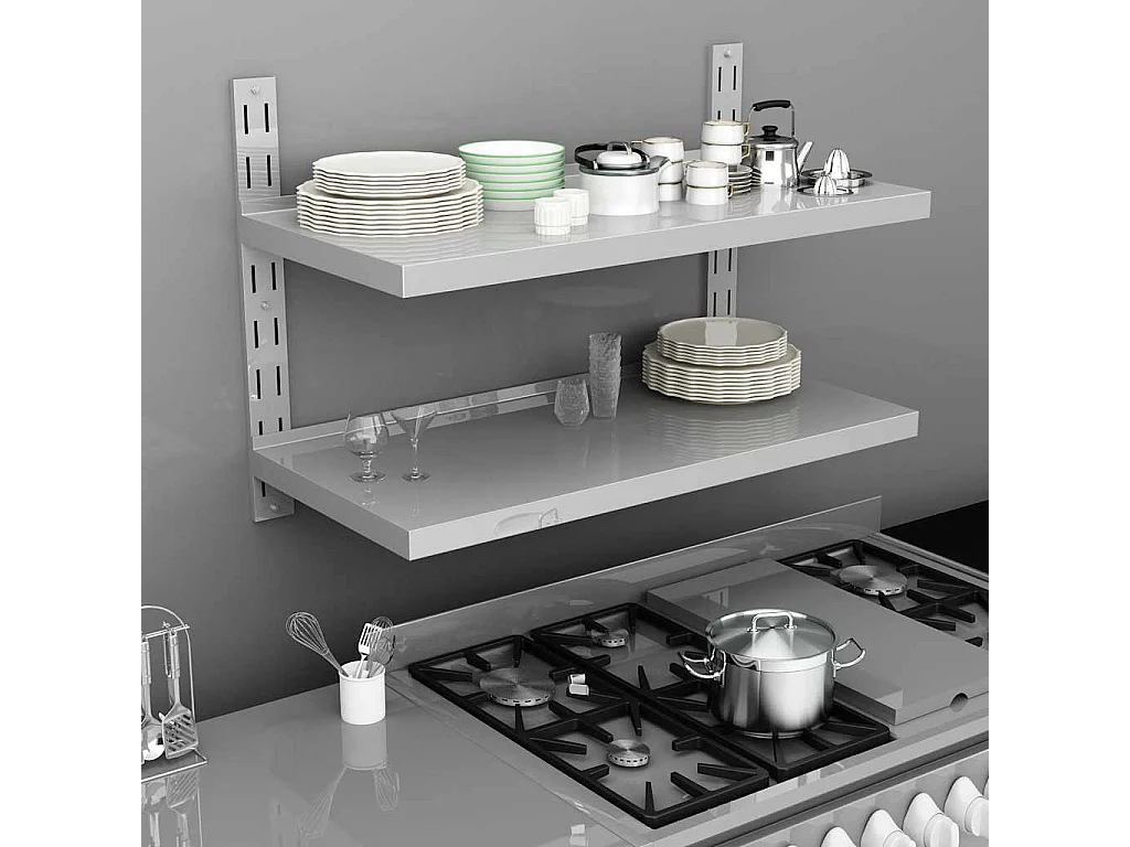 Étagère murale à 2 niveaux Acier inoxydable 100x30 cm