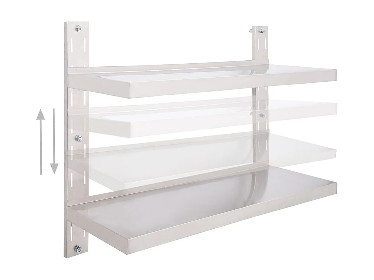 Étagère murale à 2 niveaux Acier inoxydable 100x30 cm