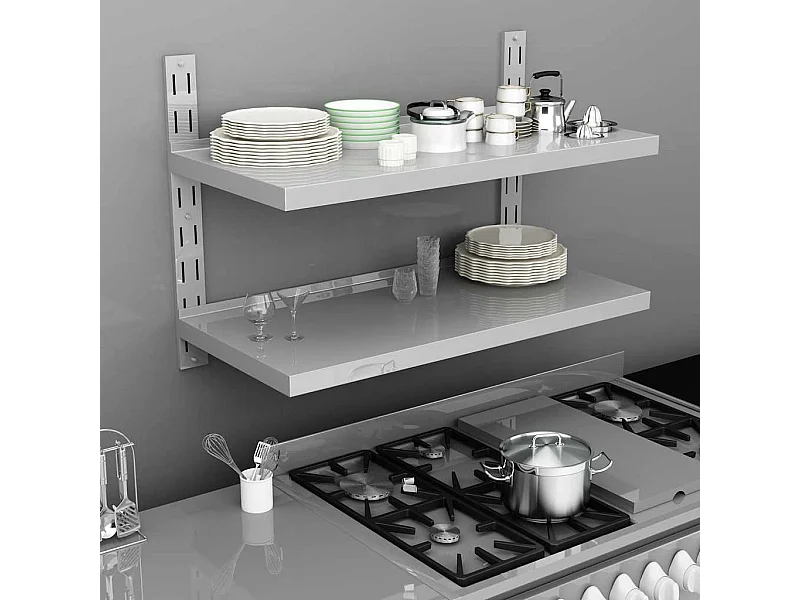 Étagère murale à 2 niveaux Acier inoxydable 100x30 cm