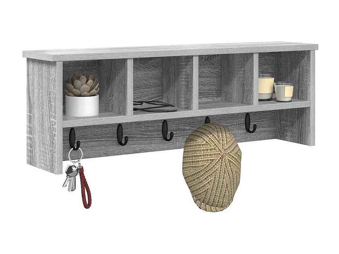 Perchero de pared con estante Sonoma, gris, 75 x 16 x 26 cm