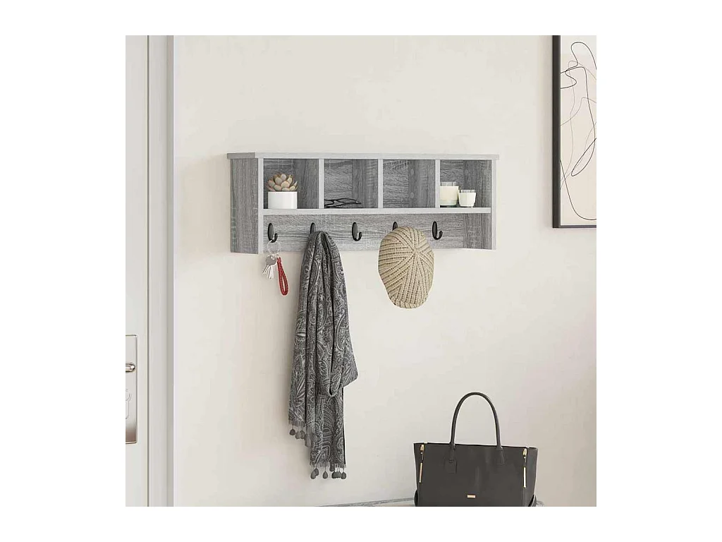 Porte-manteau mural avec étagère Sonoma gris 75 x 16 x 26 cm