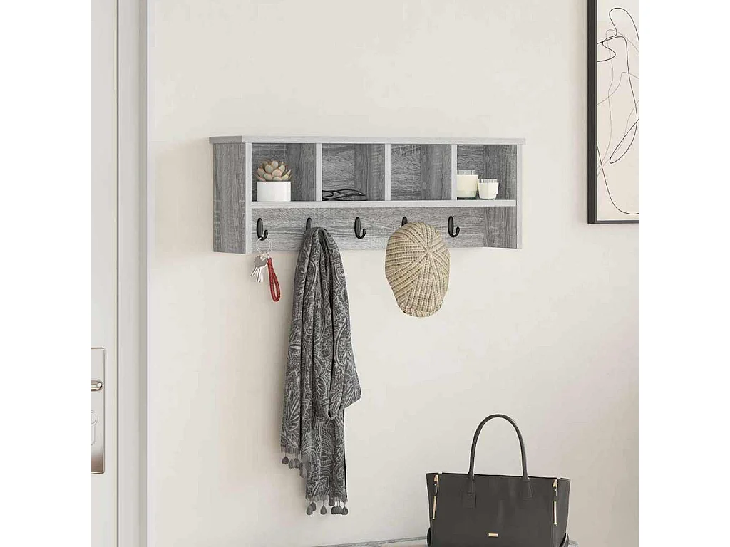 Porte-manteau mural avec étagère Sonoma gris 75 x 16 x 26 cm