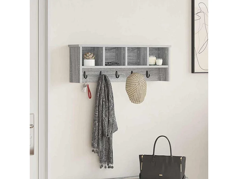 Perchero de pared con estante Sonoma, gris, 75 x 16 x 26 cm