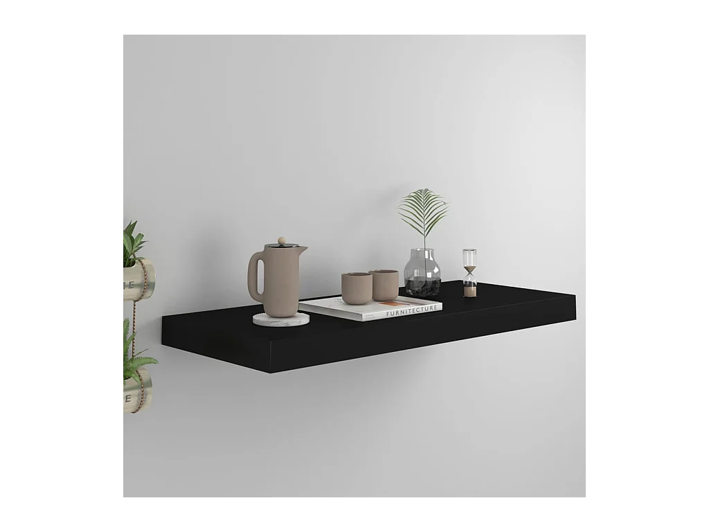 Zwevende wandplank Zwart 60x23,5x3,8 cm MDF