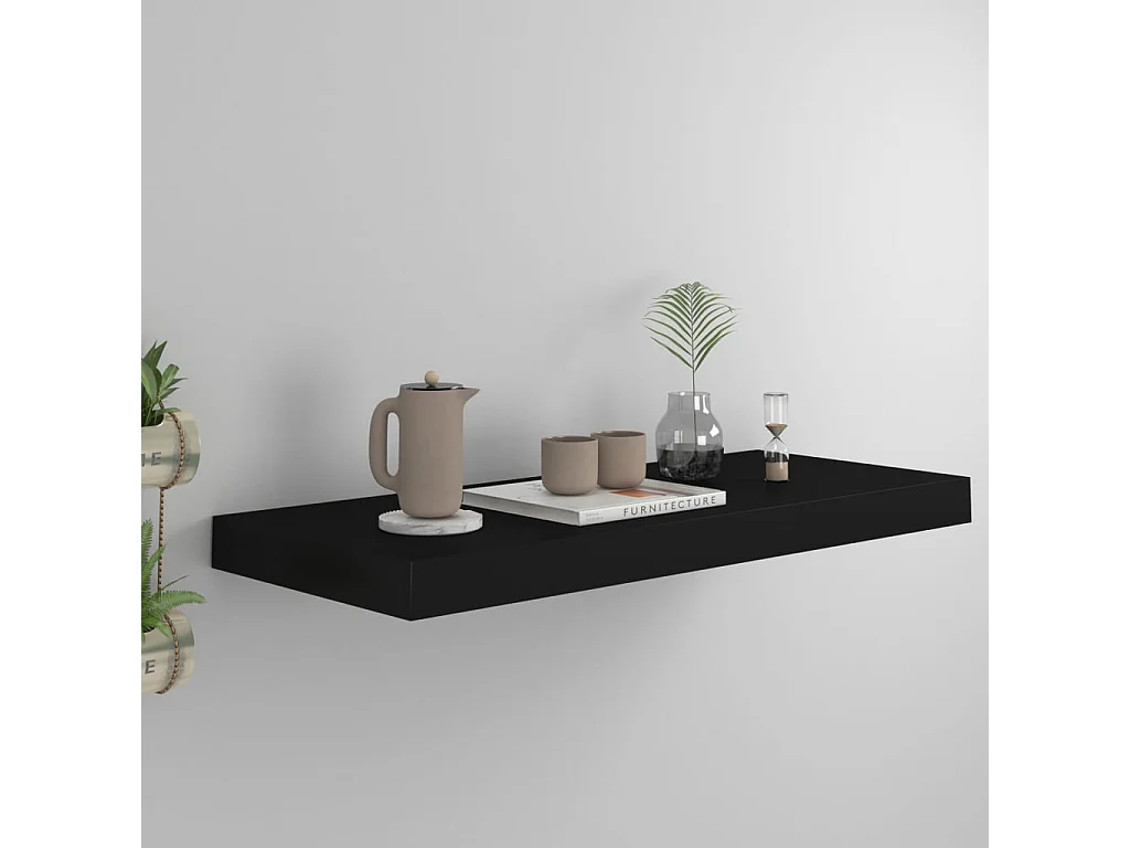 Étagère murale flottante Noir 60x23,5x3,8 cm MDF