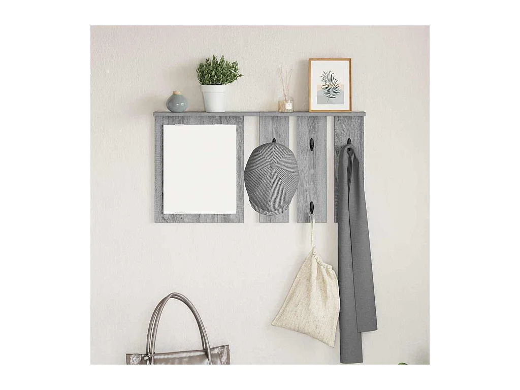 Appendiabiti da parete Sonoma con ripiano, grigio, 85 x 10 x 45 cm