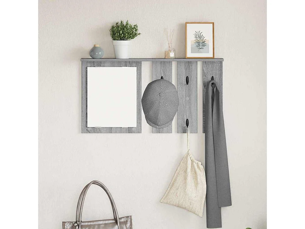 Perchero de pared con estante Sonoma, gris, 85 x 10 x 45 cm