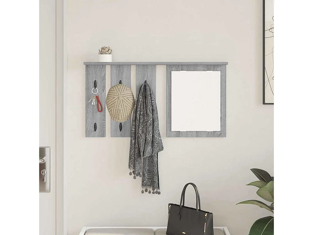 Porte-manteau mural avec étagère Sonoma gris 85 x 10 x 45 cm