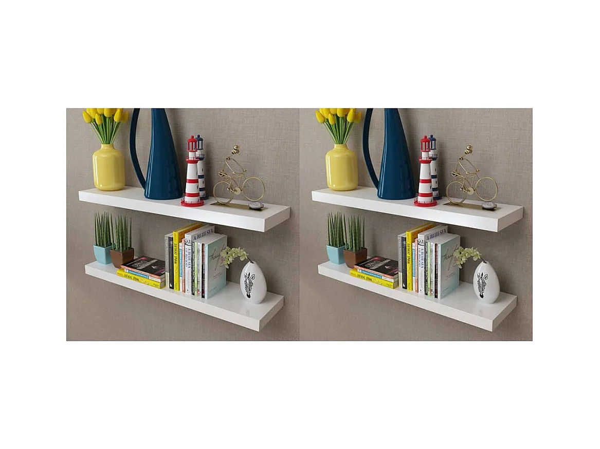 Étagères murales 4 pcs Blanc 80 cm