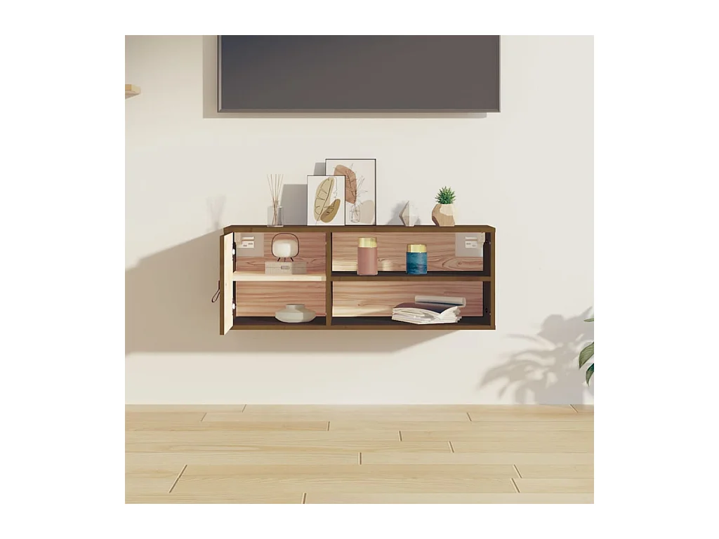 Armario de pared marrón miel 80x30x30 cm Madera maciza de pino