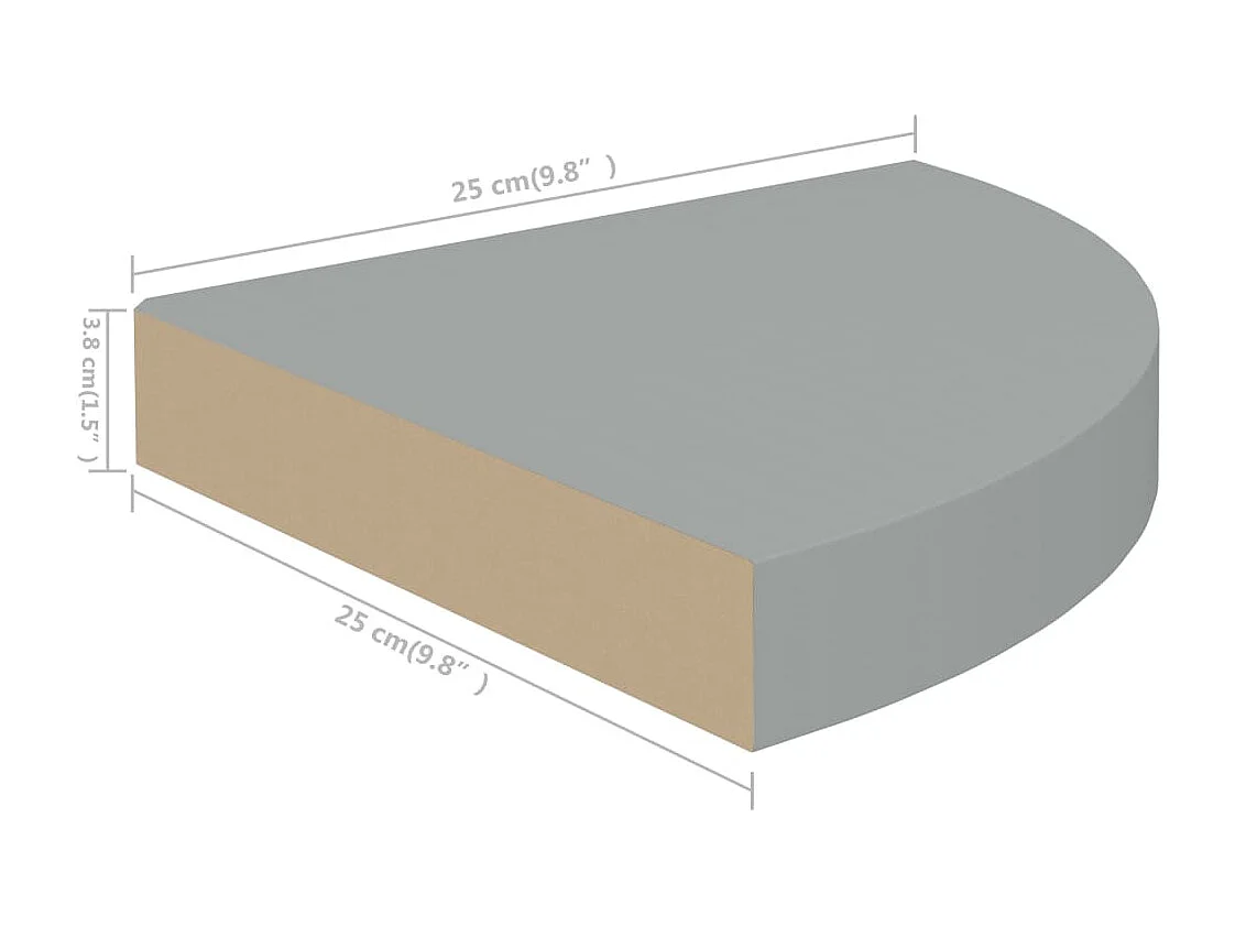 Étagères d'angle flottantes 4 pcs gris 25x25x3,8 cm MDF