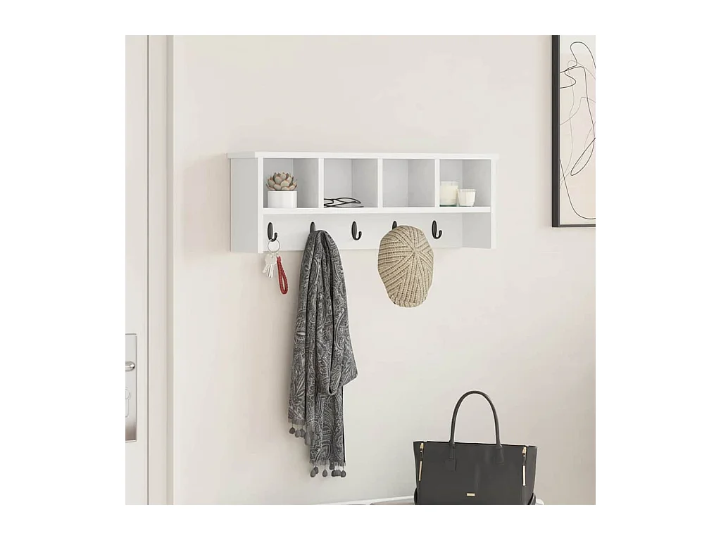 Porte-manteau mural Blanc 75 x 16 x 26 cm Bois d'ingénierie