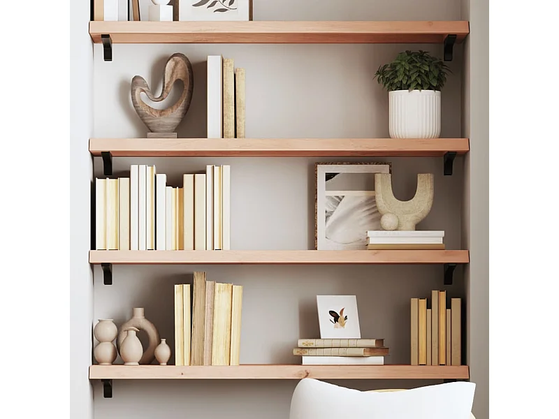 Estante de pared 80x30x(2-4) cm madera maciza de roble sin tratar