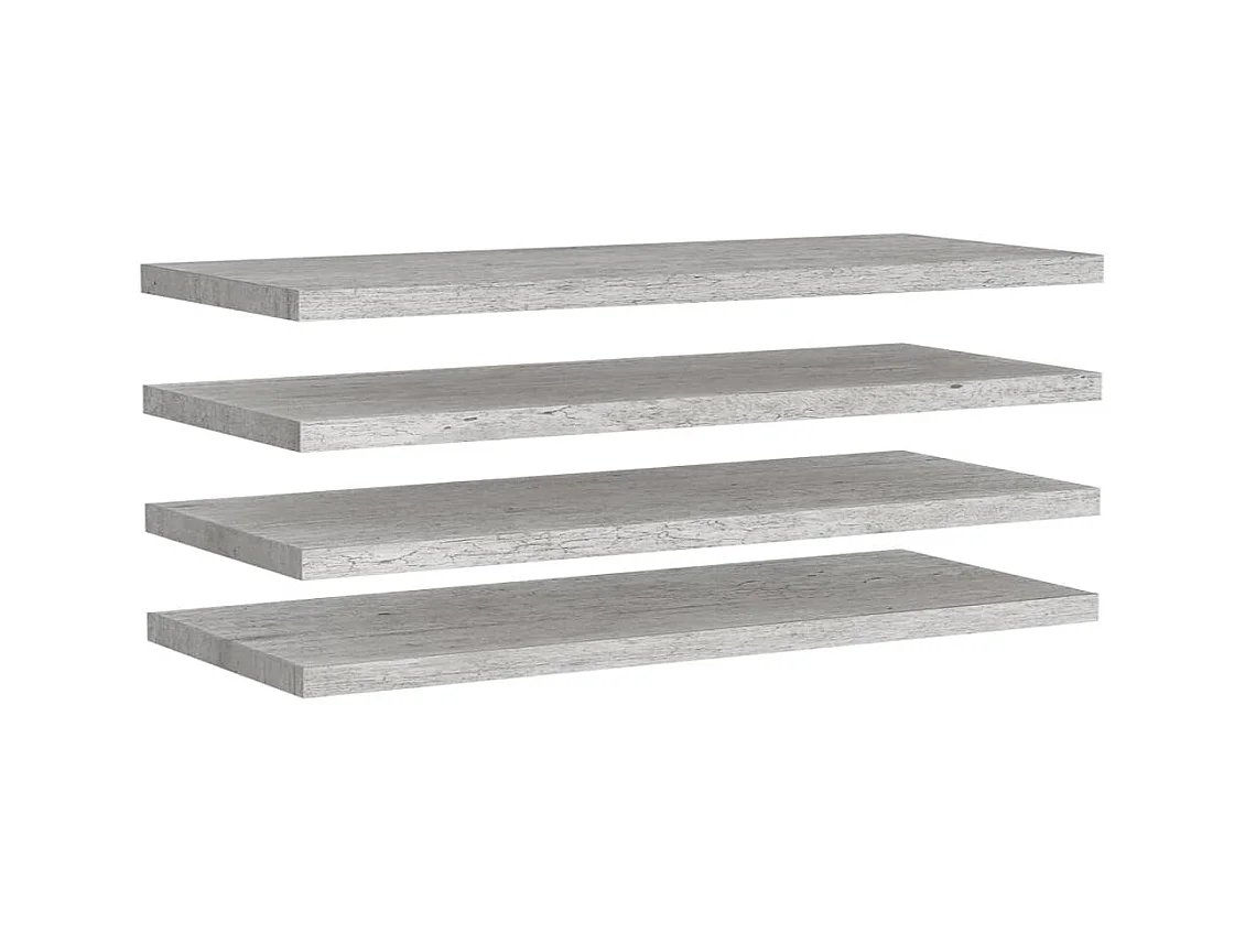 Mensole da parete sospese 4 pezzi grigio cemento 90x23,5x3,8 cm MDF