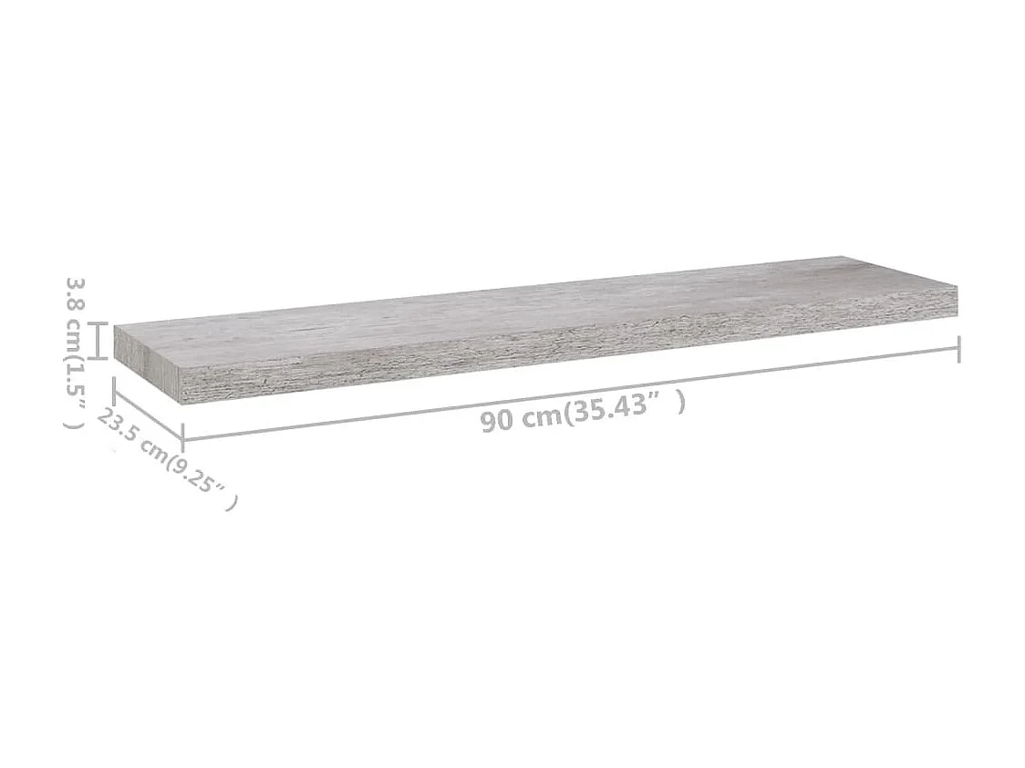 Étagères murales flottantes 4 pcs Gris béton 90x23,5x3,8cm MDF