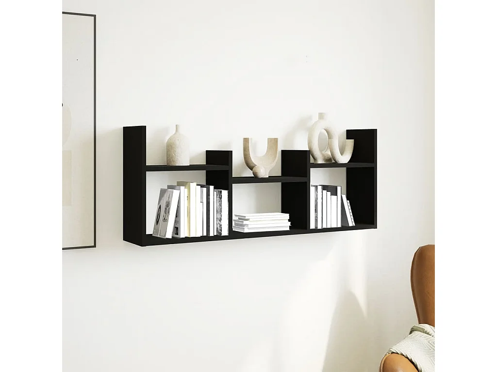 Mobiletto da parete 100x18x40 cm in legno ingegnerizzato nero