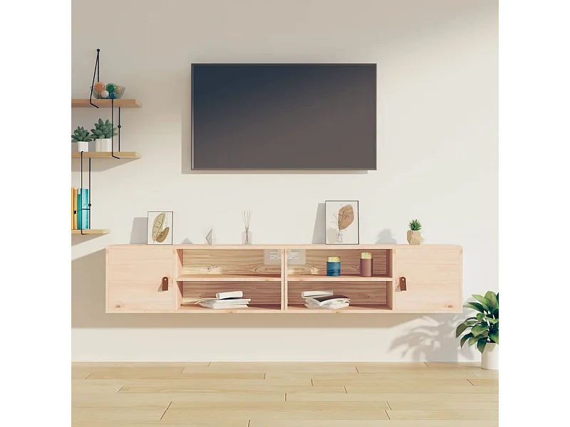 Armarios de pared 2 uds 80x30x30 cm Madera maciza de pino