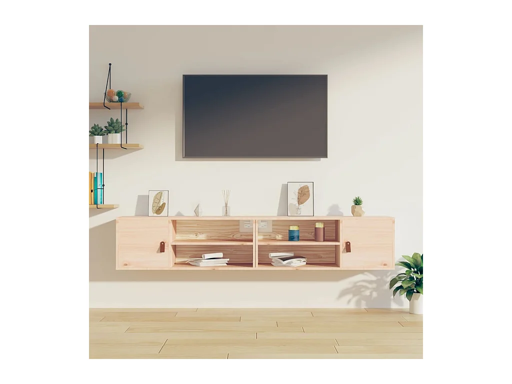 Armarios de pared 2 uds 80x30x30 cm Madera maciza de pino