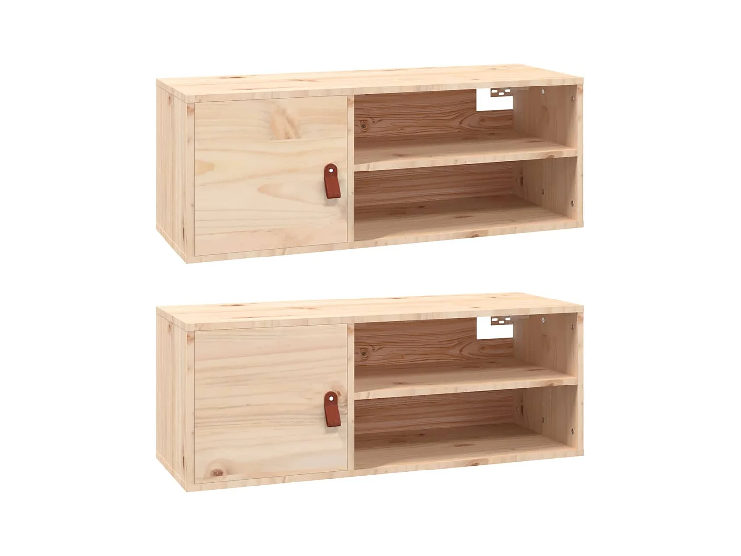 Armarios de pared 2 uds 80x30x30 cm Madera maciza de pino