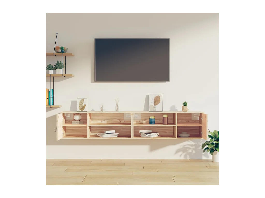 Armarios de pared 2 uds 80x30x30 cm Madera maciza de pino