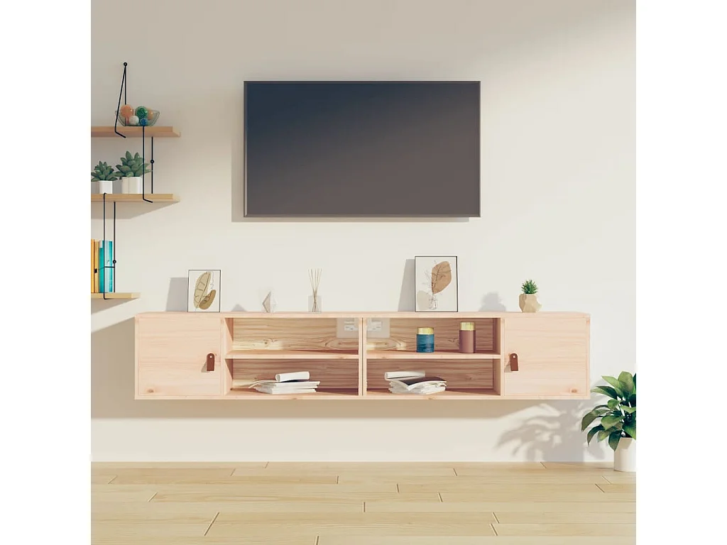 Armarios de pared 2 uds 80x30x30 cm Madera maciza de pino