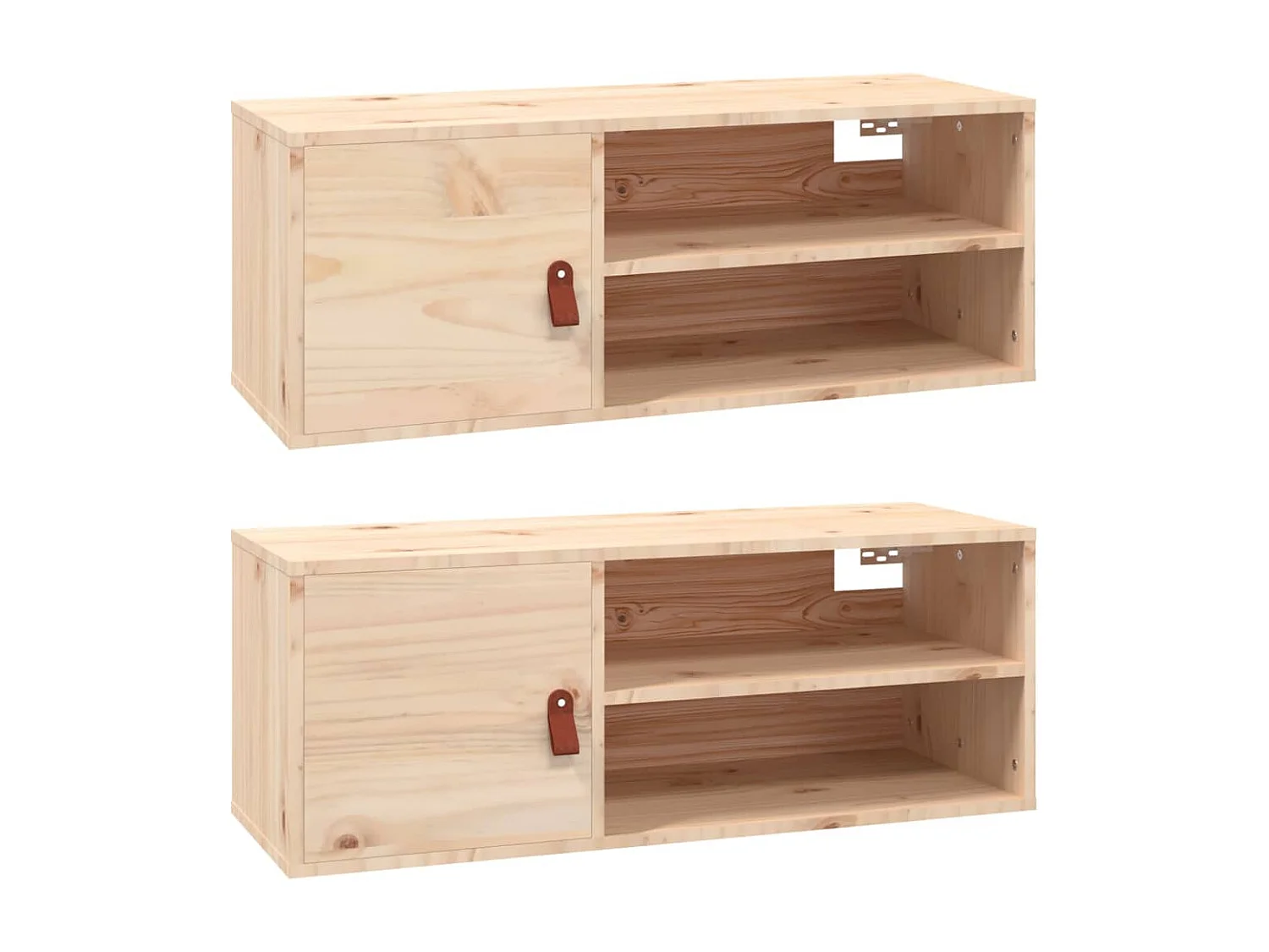 Armarios de pared 2 uds 80x30x30 cm Madera maciza de pino