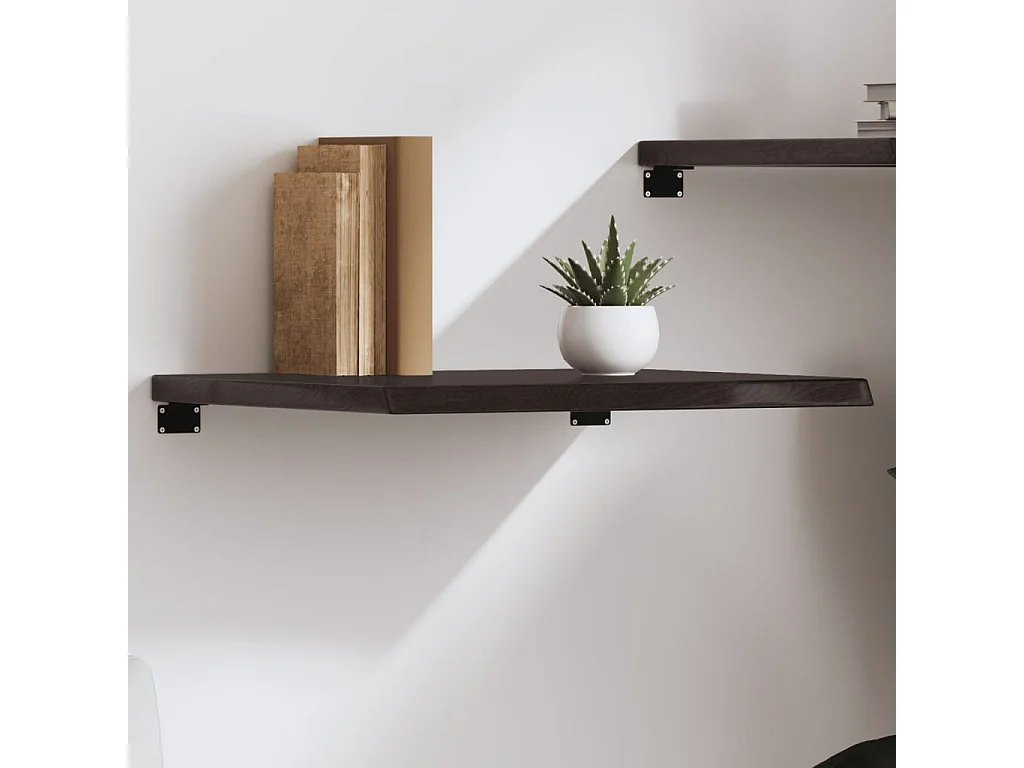 Estante de pared marrón oscuro fabricado en madera maciza de roble tratada
