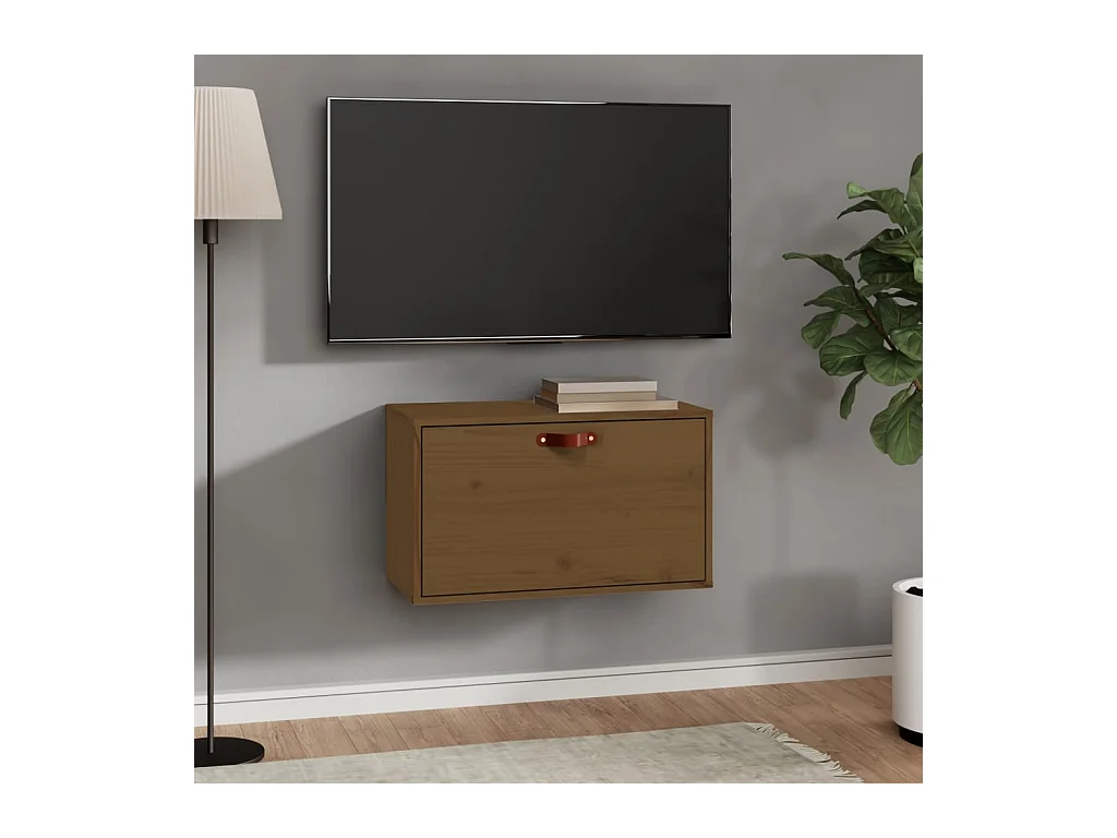 Armario de pared marrón miel 60x30x35 cm Madera maciza de pino