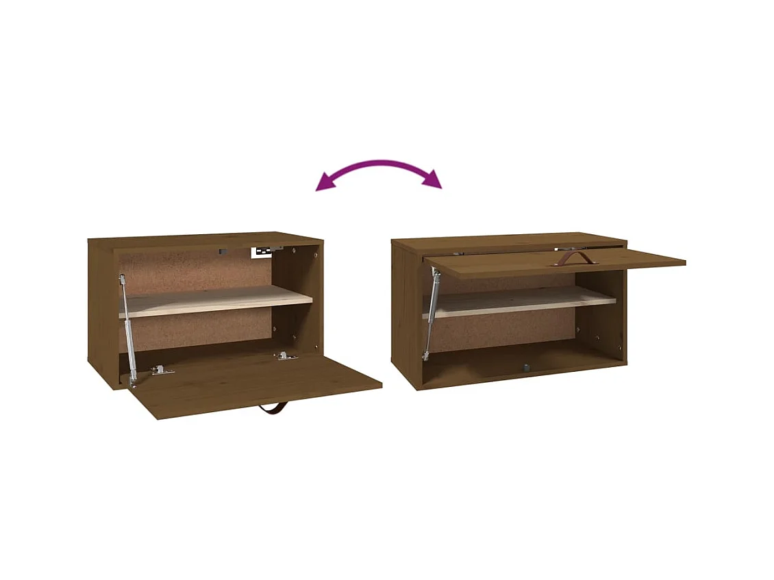 Armario de pared marrón miel 60x30x35 cm Madera maciza de pino