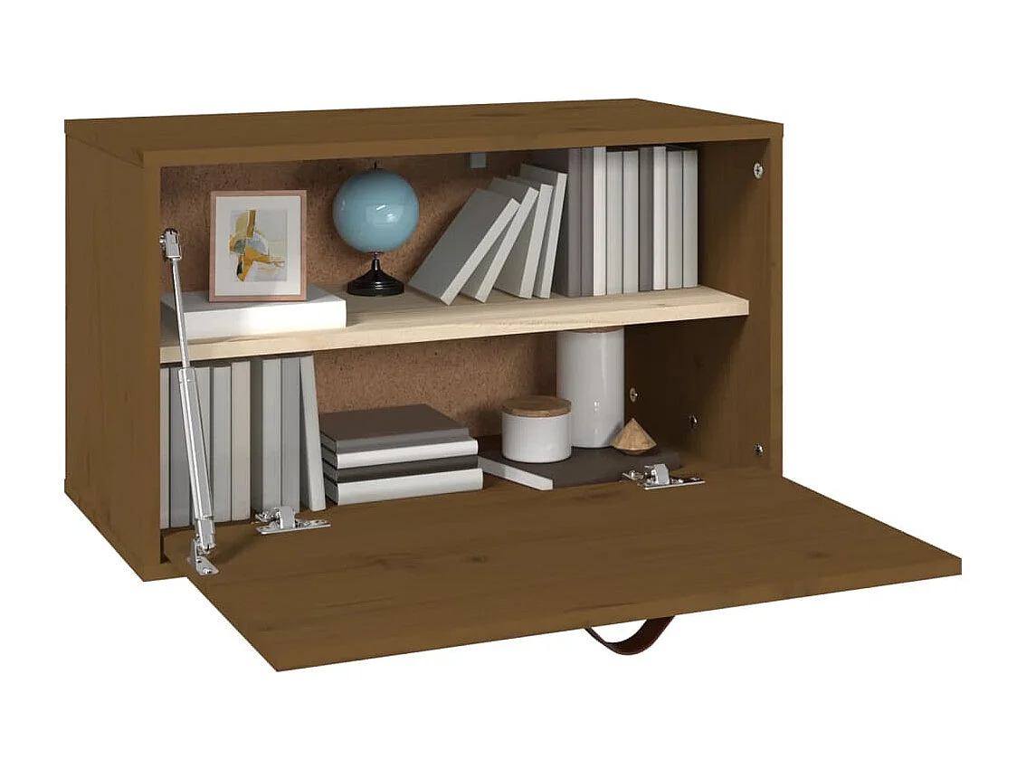 Armario de pared marrón miel 60x30x35 cm Madera maciza de pino