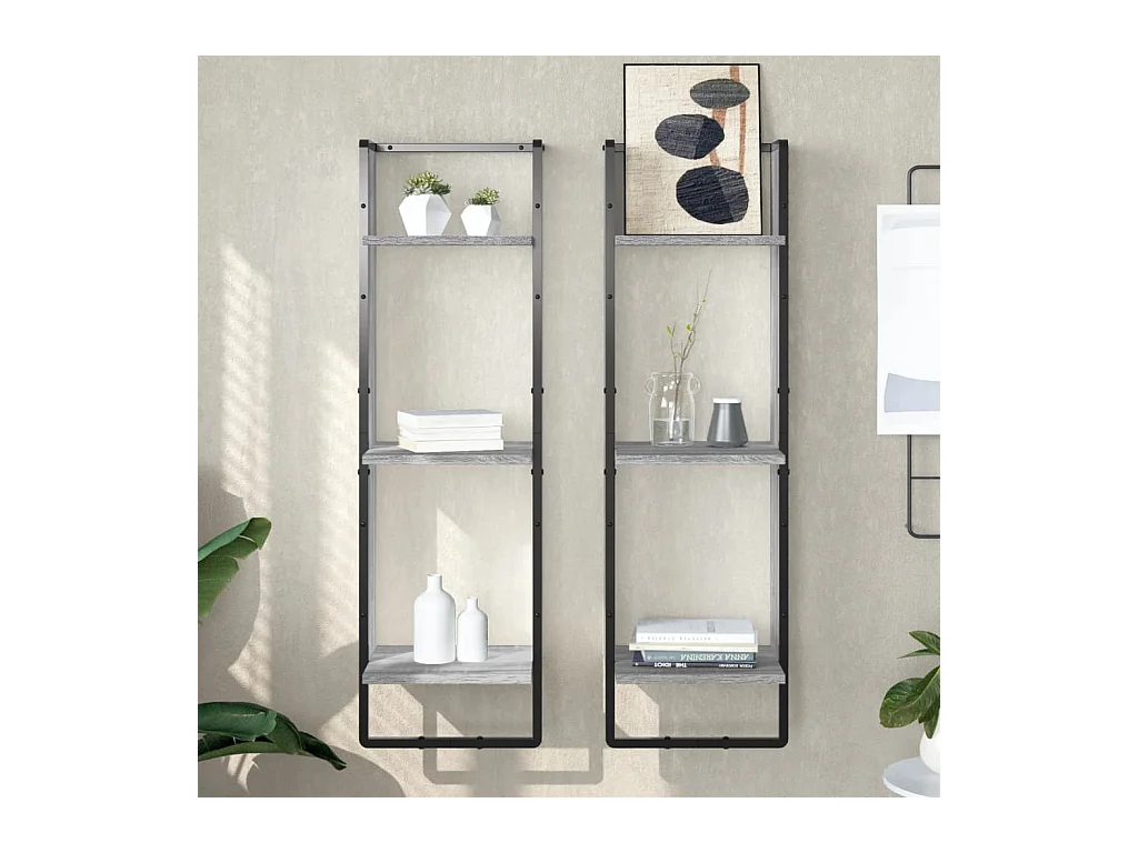 Estantería de pared de 3 niveles Sonoma gris 30x25x100 cm